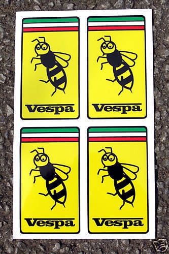 即納 ベスパ イタリア VESPA WASP 70mm x 40mm 4枚セット ステッカー 《送料無料》残り1点_画像1