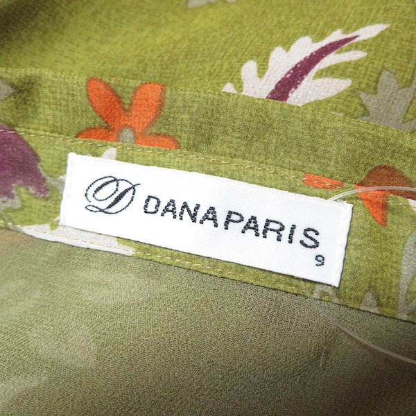 #anc ダナパリ DANAPARIS シャツ ブラウス 9 緑 オレンジ 紫 花柄 ロング レディース [776779]_画像7