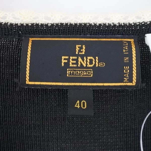 #anc フェンディ FENDI スカートスーツ 40 黒 ひざ丈 レース ニット イタリア製 レディース [779061]_画像8