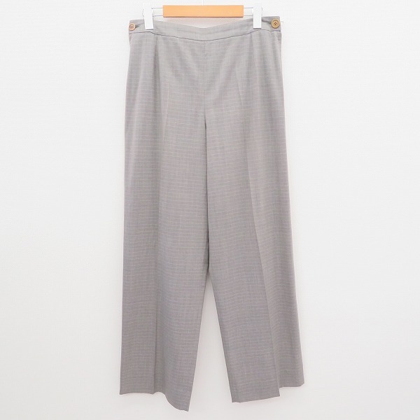 apc エルメス HERMES パンツ スラックス チェック L グレー センター