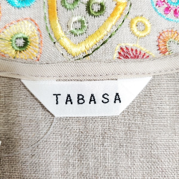 #snc タバサ TABASA セットアップ 32 生成り ツーピース 花柄 刺繍 ノースリーブ ワイドパンツ 麻 レディース [781806]_画像6