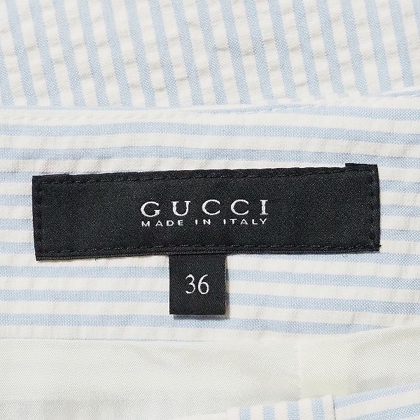 #snc グッチ GUCCI スカート 36 水色 白 サッカー地 ストライプ レディース [778942]_画像7