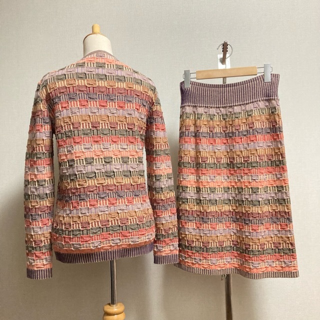 #wnc ミッソーニ MISSONI セットアップ 12 マルチ イタリア製 パッチワーク風 ニット ツーピース レディース [667778]_画像2