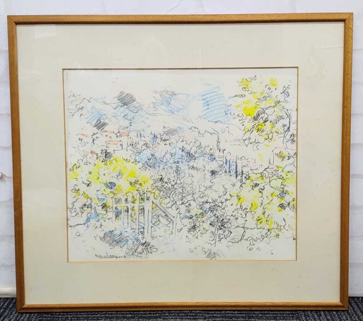 班目秀雄 ミモザの丘 鉛筆 パステル画 1968年 絵画 の商品詳細 | 日本