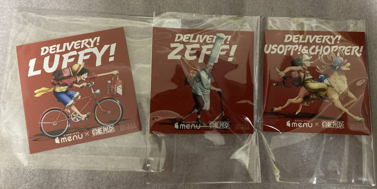 3枚 セット menu ONE PIECE ワンピース シール ルフィ チョッパー