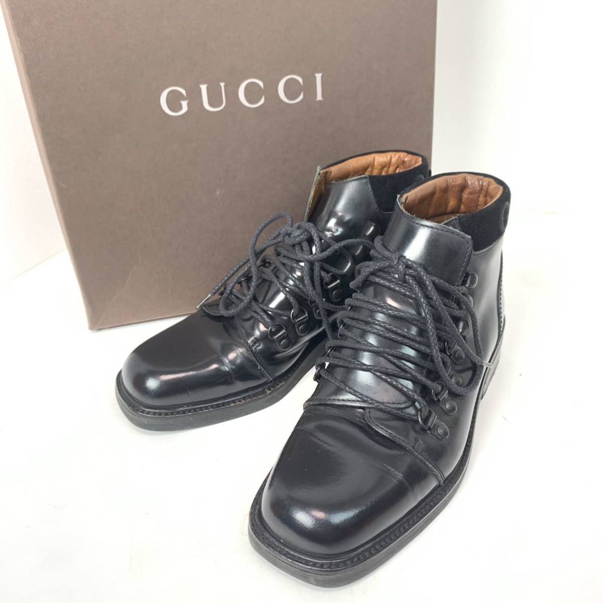 r19 GUCCI グッチ レースアップ シューズ レザー シューズ スニーカー