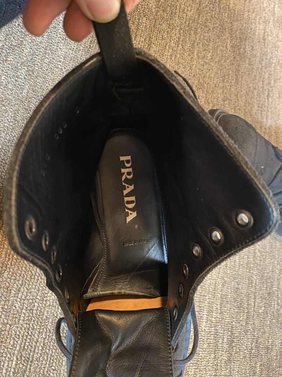 PRADA スウェード　レースアップ ワークブーツ　ネイビー　６　２５cm_画像3