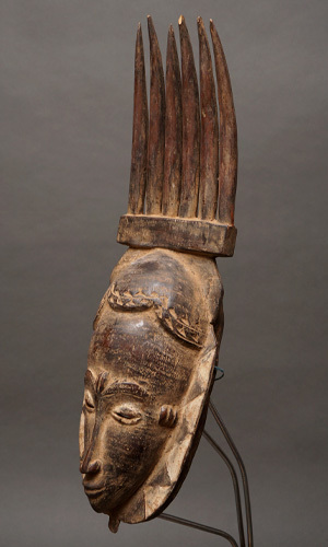アフリカ　コートジボワール　バウレ族　マスク　仮面　No.304　木彫り　アフリカンアート