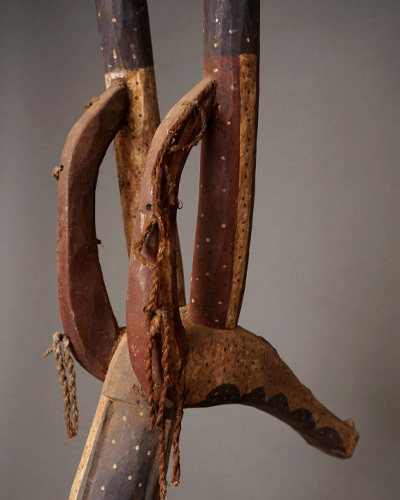 アフリカ ブルキナファソ クルンバ族 アドン マスク 仮面 No.309 木彫り アフリカンアート 彫刻 - 5
