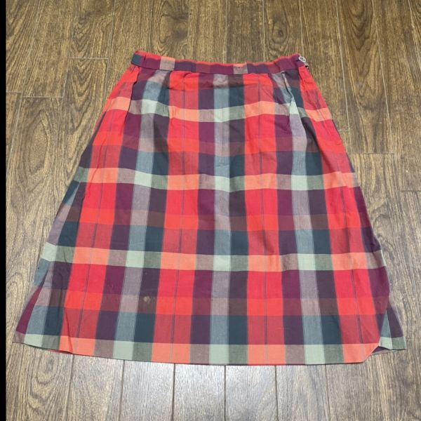 60s 70s VINTAGE LADIES COTTON CHECK SKIRT ビンテージ レディース コットン チェック スカート 古着 USA アメリカ 仕入れの画像1