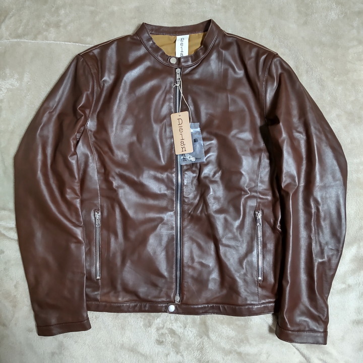 新品 Delan デラン サイズ54 ブラウン レザージャケット ライダース