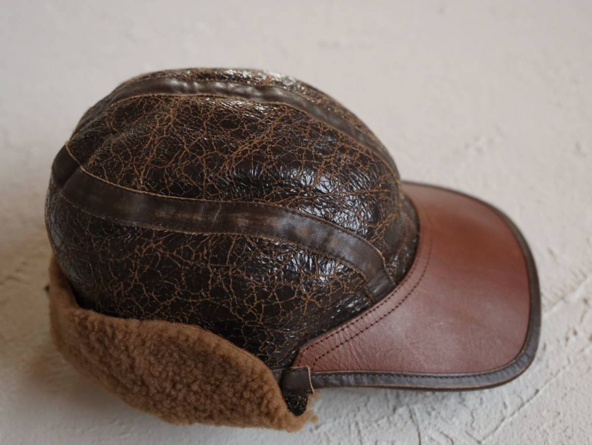 ヤフオク! - 新品*RRL*シアリングレザー イヤーフラップ キャップ*...