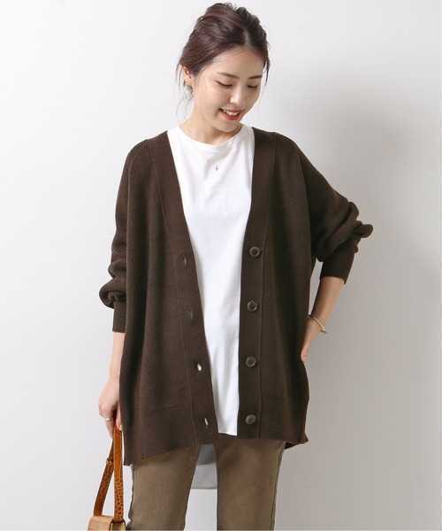  prompt decision new goods unused tag attaching Spick and Span Spick&Span one-side .V neck cardigan cardigan Brown Iena framework 