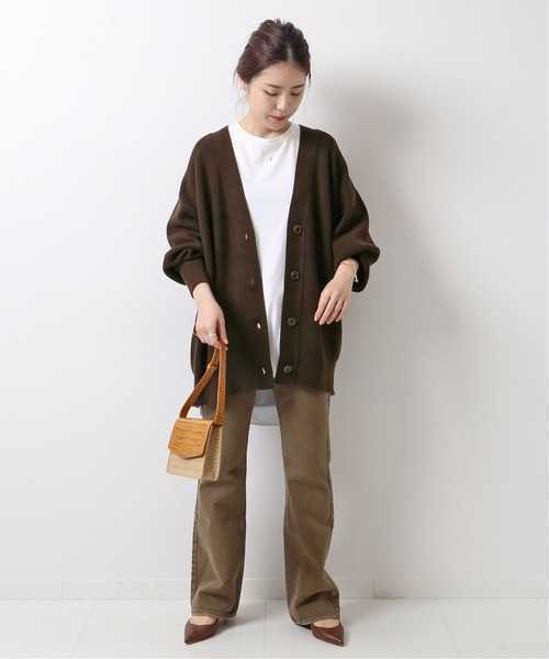  prompt decision new goods unused tag attaching Spick and Span Spick&Span one-side .V neck cardigan cardigan Brown Iena framework 
