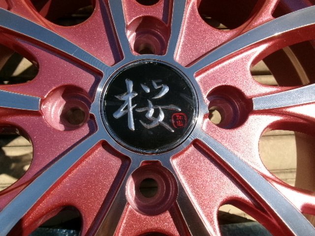 軽四 R-PRIDE 和道 桜 ホイール ホワイトレター タイヤ 新品 4本 4H100 15インチ 165/55R15 2022年 ワゴンR ラパン キャンバス N-BOX N-ONE_画像3