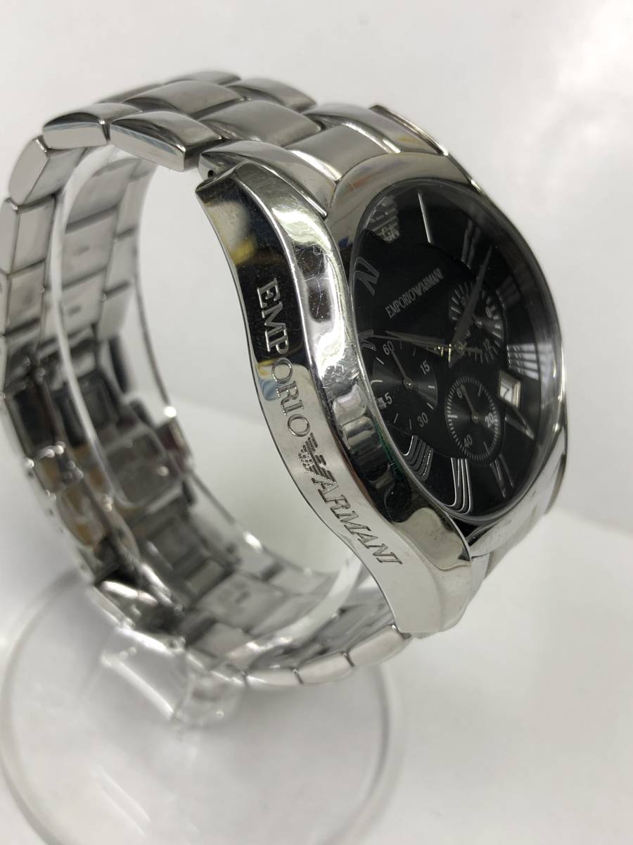 EMPORIO ARMANI クォーツ 腕時計 AR-0673 文字盤ブラック ステンレススチール クロノグラフ エンポリオアルマーニ SS-928679_画像2