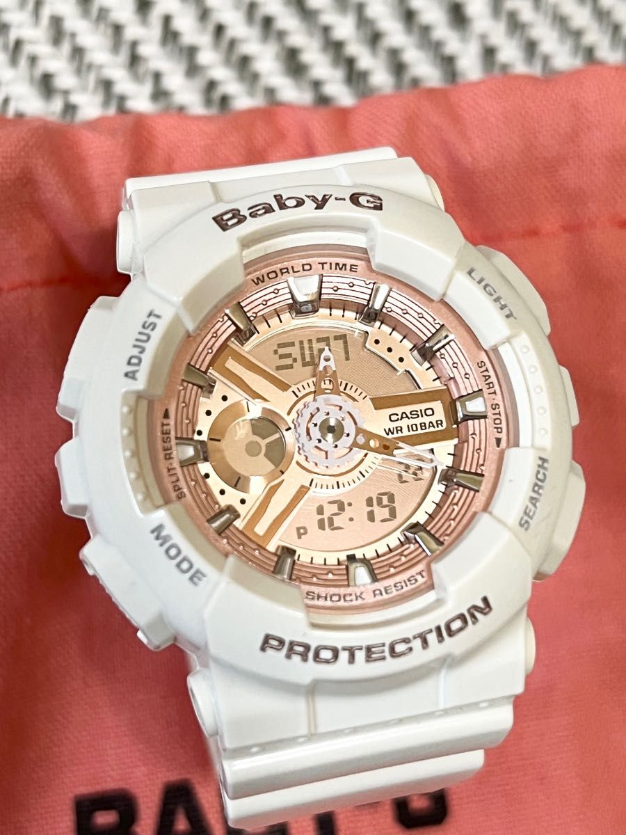 Baby-G CASIO ホワイト/ピンクゴールド 腕時計 中古美品 電池交換済み