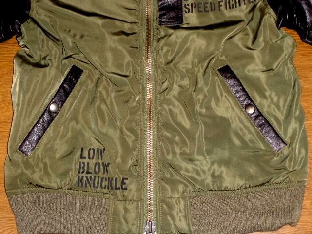 LOW BLOW KNUCKLE AIR FORCES MA-1 JKT[Lサイズ/カーキ/ロー ブロー ナックル 595708 レザー フライト エアフォース ライダース スタジャン_画像5