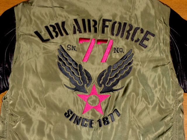 LOW BLOW KNUCKLE AIR FORCES MA-1 JKT[Lサイズ/カーキ/ロー ブロー ナックル 595708 レザー フライト エアフォース ライダース スタジャン_画像2