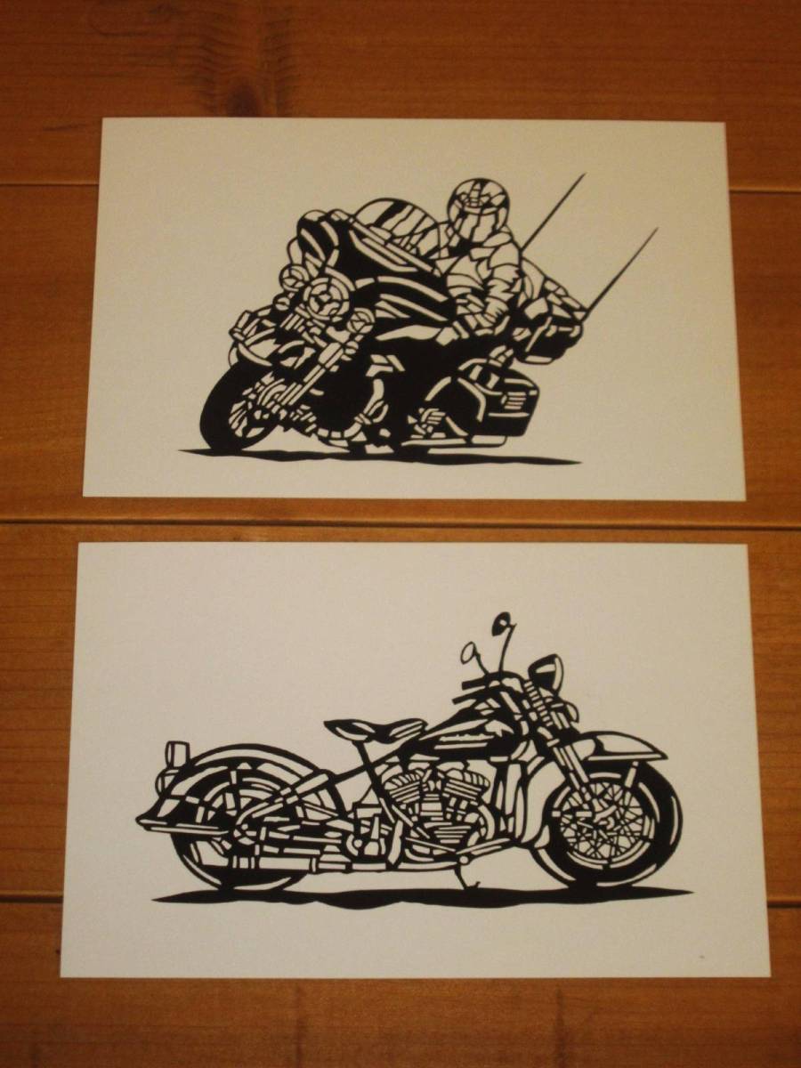 ハーレー・ダビットソンの切り絵のポストカード６枚組☆Harley-Davidson☆オートバイ☆メッセージカード☆年賀状_画像3