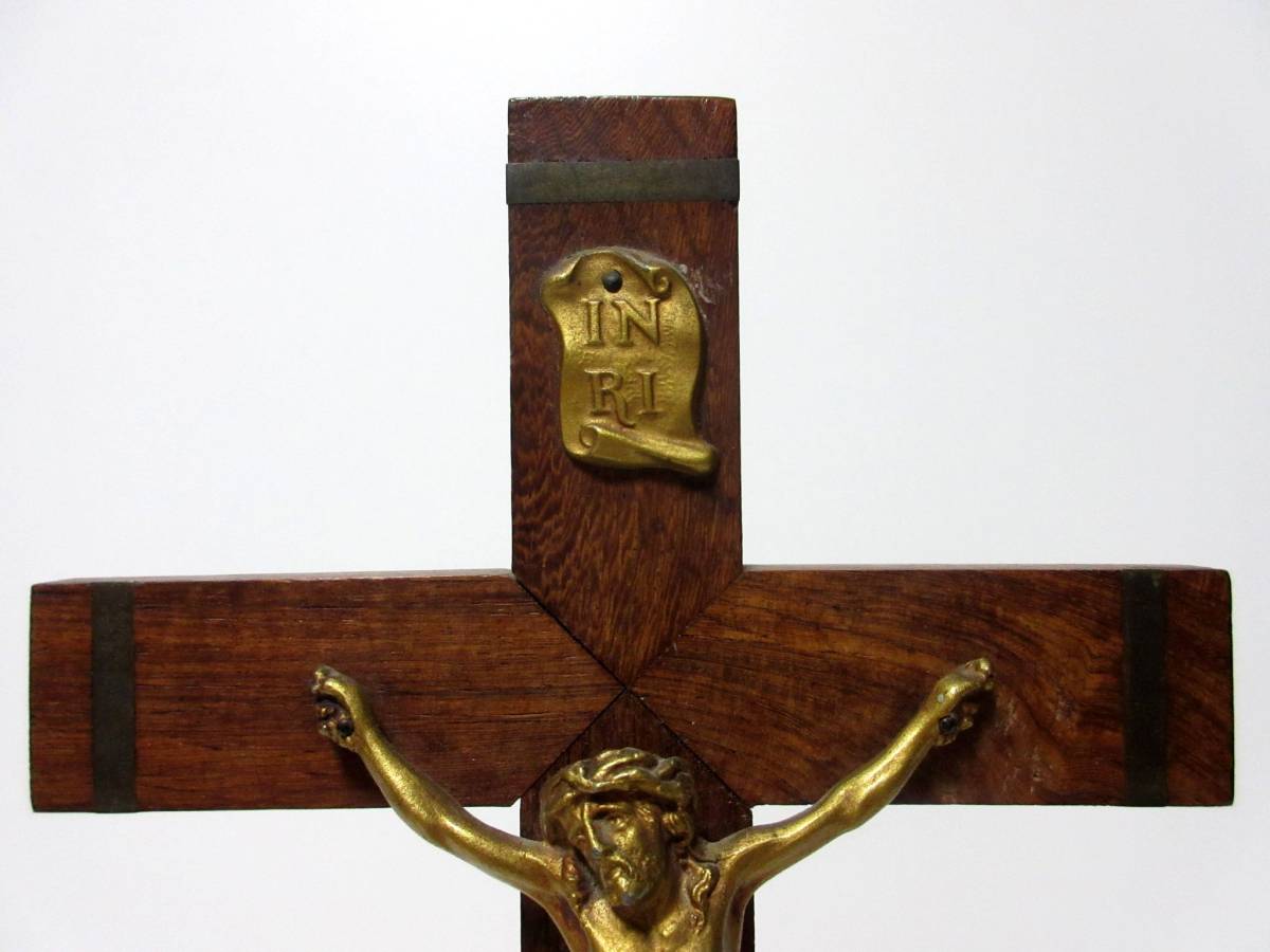 INRI .十字架 イエス・キリスト像 アンティーク ３３ｃｍ_画像4