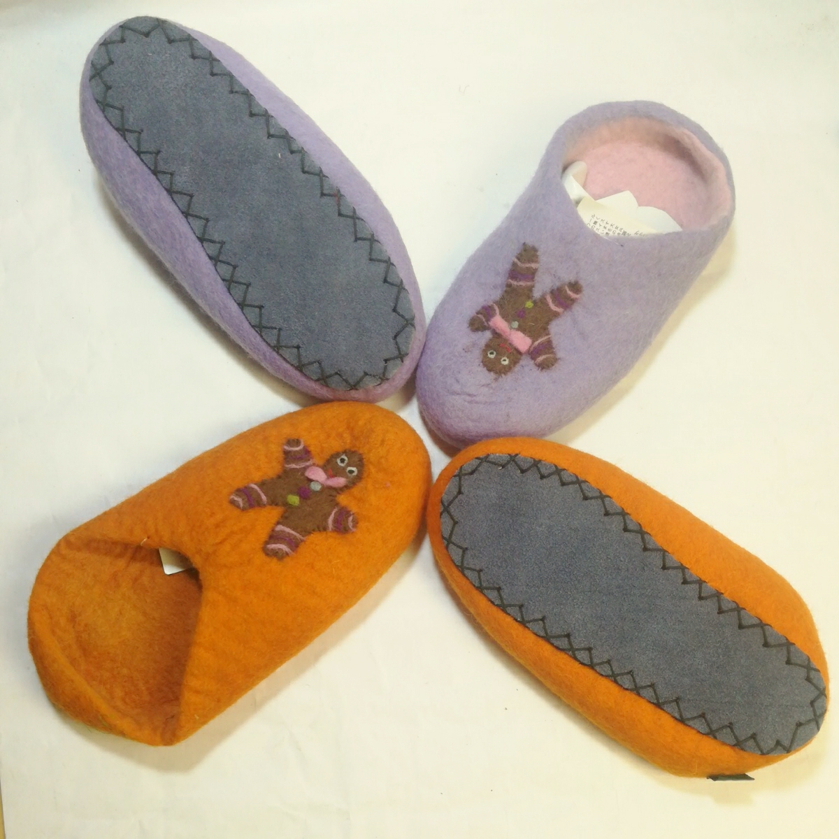  Gin german slippers 2 color orange super .. wool 100% needle felt New Zealand wool 100% hand made unisex fe Atrai do