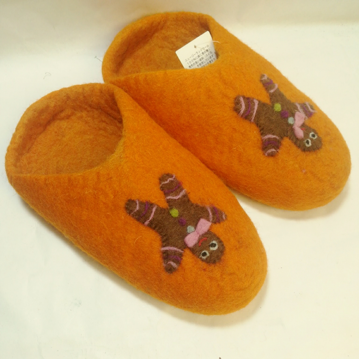  Gin german slippers 2 color orange super .. wool 100% needle felt New Zealand wool 100% hand made unisex fe Atrai do