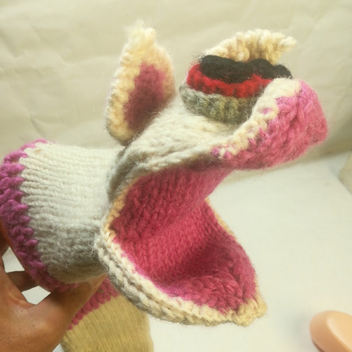  hand made wool animal glove rabbit 2 color half-price and downward gloves mitten hand-knitted hand knitted free shipping wool wool 100% free size child woman white 