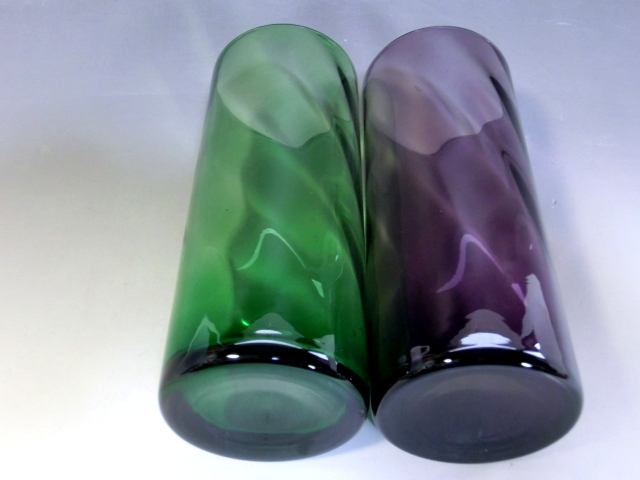 グラス■フリーカップ 紫 緑 タンブラー 立ちコップ 古民具 レトロ 色ガラス 古美術 時代物 骨董品■の画像6