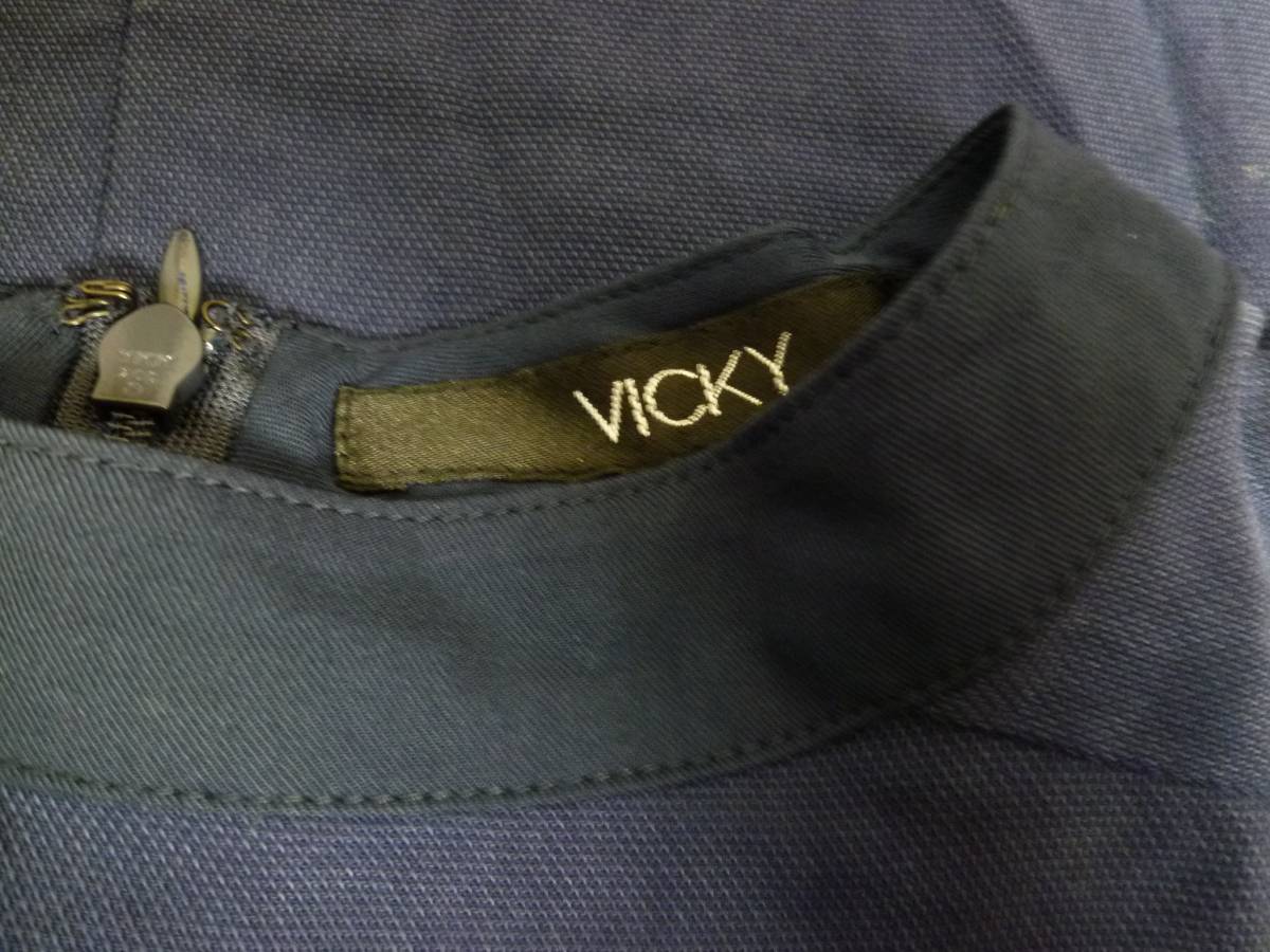 VICKY/ビッキー◆紺ノーカラーカットソー２/ネイビー長袖◆1031_画像4