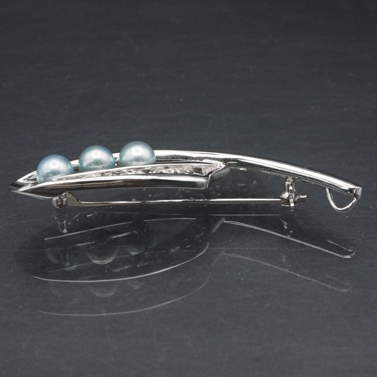 卓越 SILVER刻印 パール グレーパール 真珠 シルバーカラー ブローチ