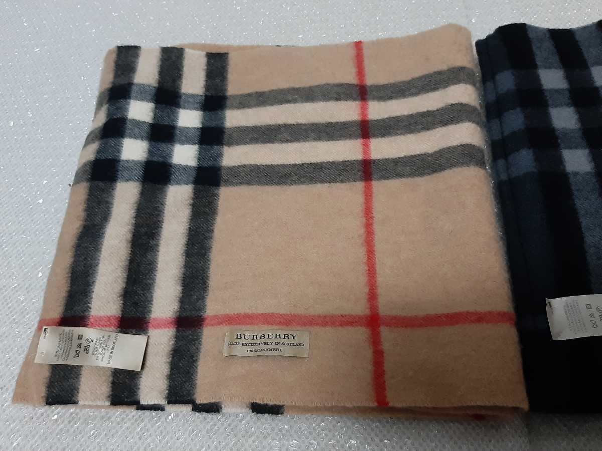 BURBERRY　バーバリー　カシミア100%　スヌード　ネックウォーマー　マフラー キャメル＆チャコール2個セット　送料無料！