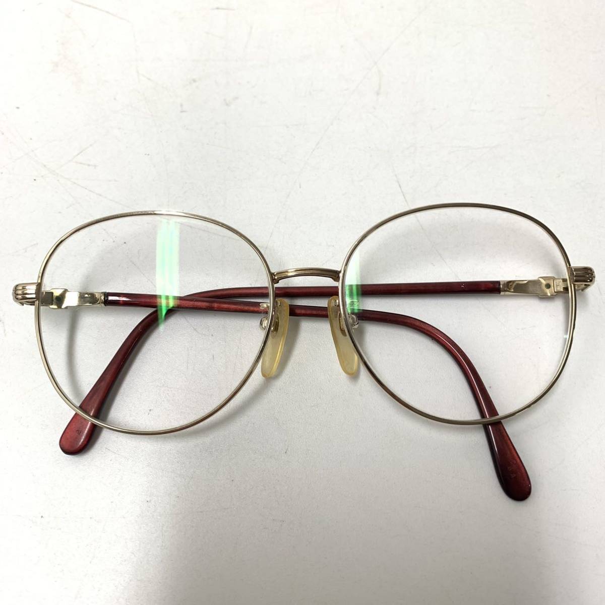 VINTAGE Yves Saint Laurent Paris メガネ 眼鏡 アイウェア ゴールド レッド 希少 度入り イヴサンローラン【レターパックプラス郵送可】_画像1