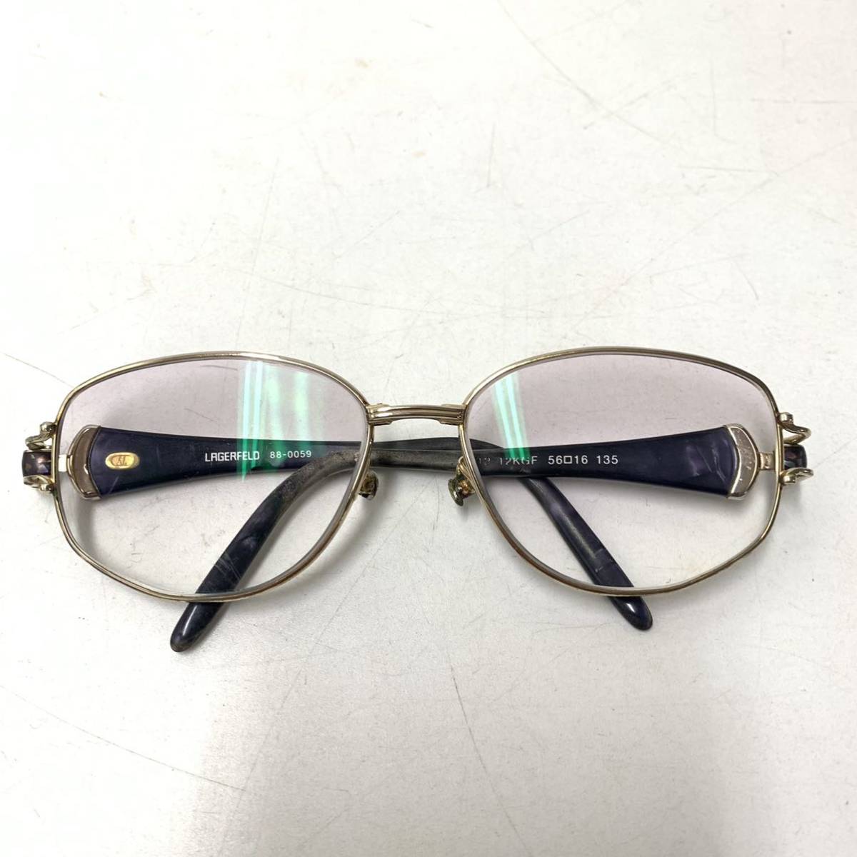 VINTAGE Lagerfeld 12KGF マーブル模様 メガネ 眼鏡 88-0059 ゴールド 金張り ヴィンテージ ラガーフェルド【レターパックプラス郵送可】_画像1