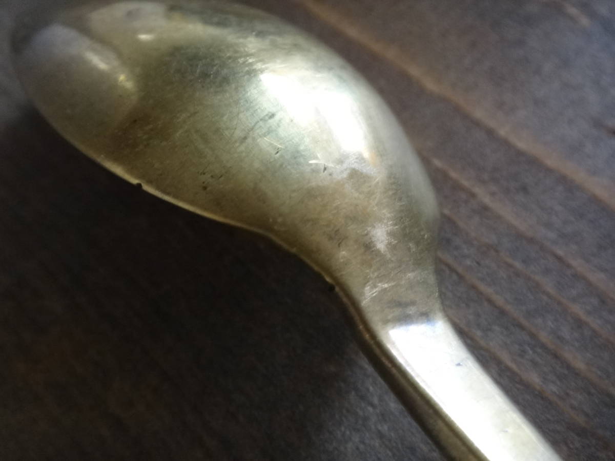 18世紀 フランス 真鍮スプーン ノルマンディー地方 (F)　/ 1700年代 古物 古道具 骨董 アンティーク 匙 カトラリー サービング