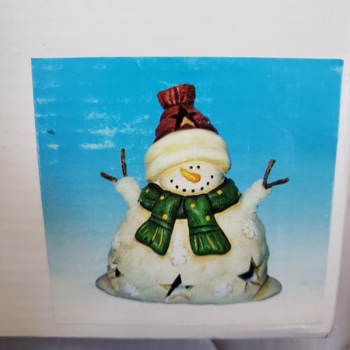 雪だるま クリスマスオーナメント 陶器 キャンドル 欠けあり