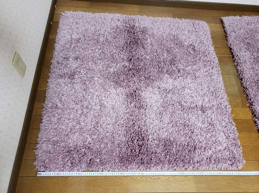 IKEA シャギー絨毯 100cm×100cm 2枚セット ピンク系 ベルギー製_画像2
