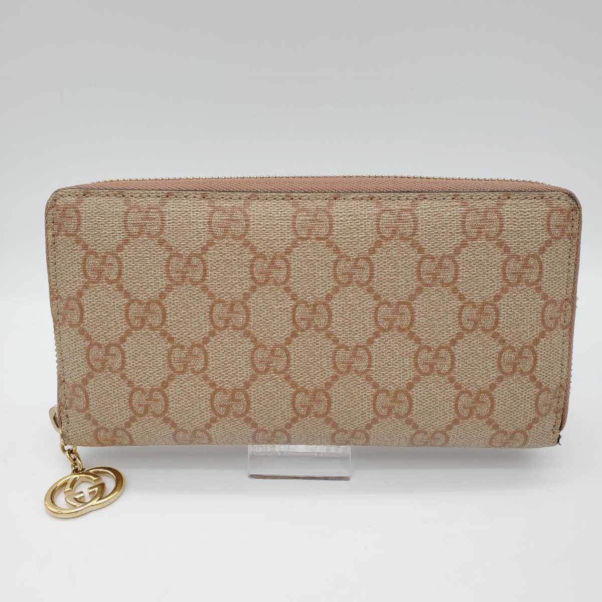 GUCCI グッチ 長財布 財布 ラウンドファスナー GG スプリーム ベージュ