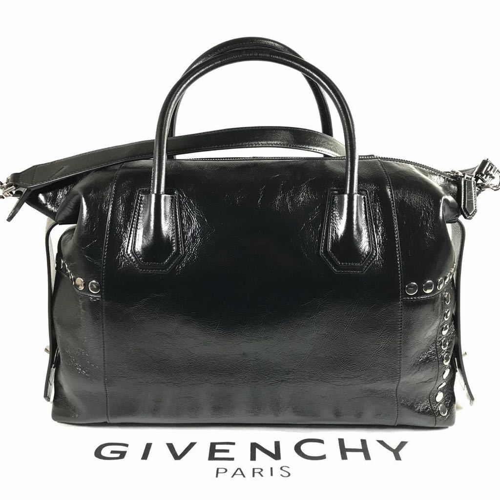 美品【ジバンシー】本物 GIVENCHY トートバッグ アンティゴナ スタッズ 2way ショルダーバッグ ビジネスバッグ ジバンシィ レザー メンズ