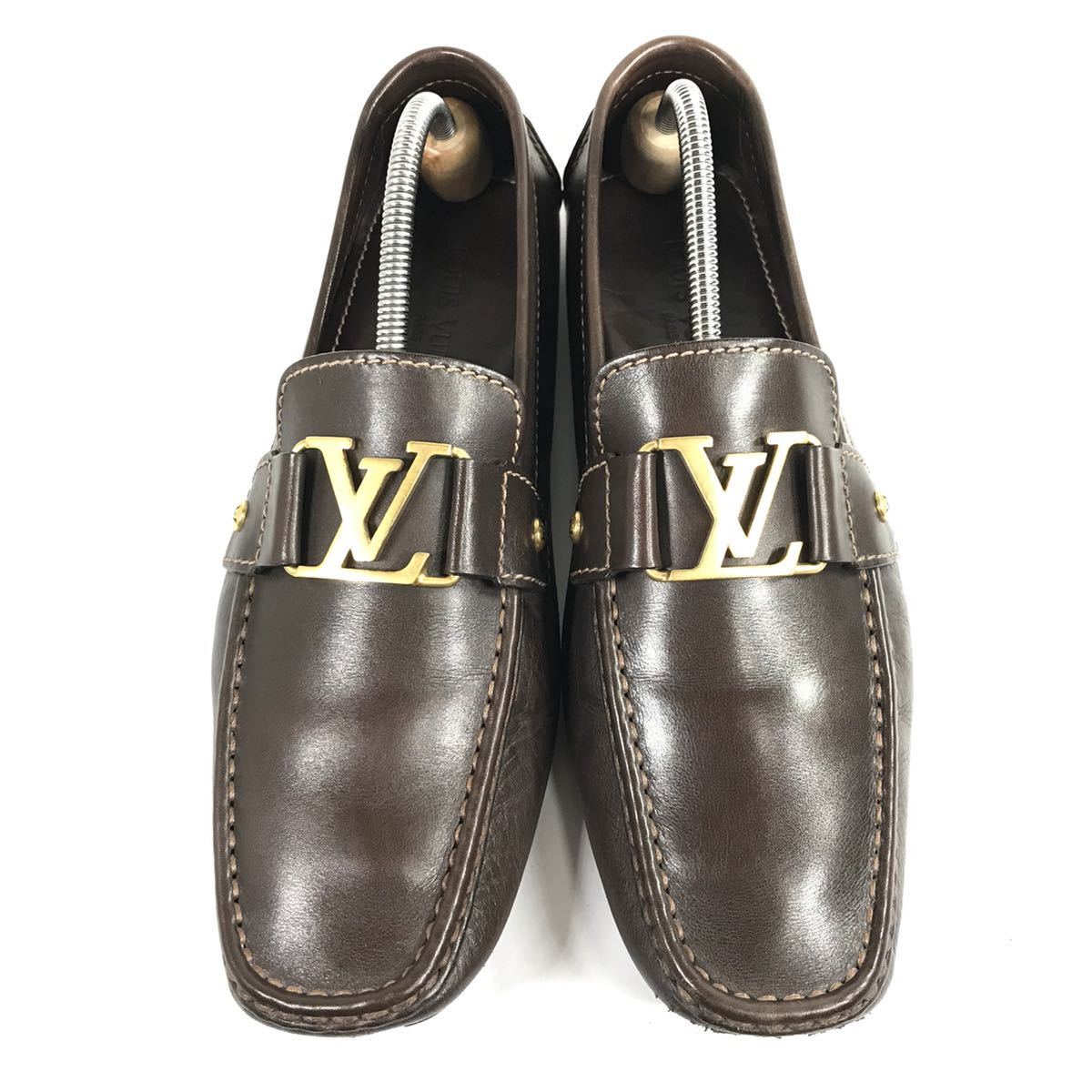 ルイヴィトン】本物 LOUIS VUITTON 靴 27cm 茶 モンテカルロ LV金具