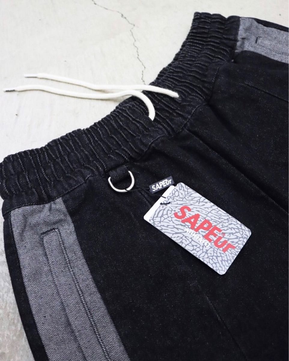 SAPEur DENIM TRACK PANTS ブラック XLサイズ デニム黒 | ovale.eu