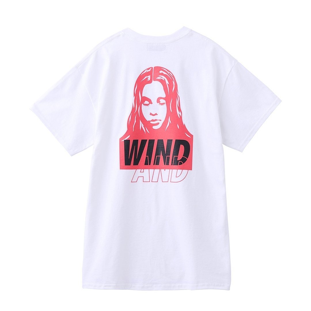 WIND AND SEA×X-girl/ウィンダンシー×エックスガール/刺繍×プリント クルーネックTシャツ/半袖Tシャツ/ホワイト