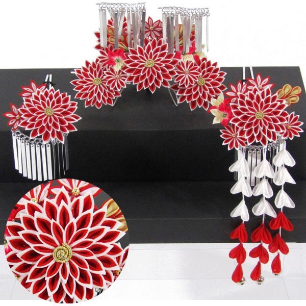  The Seven-Five-Three Festival high class hair ornament 3 point set 7044R red 