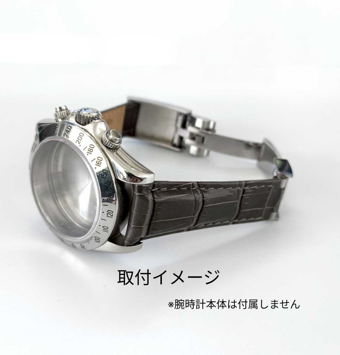 イタリアンカーフレザー 革ベルト 20mm ショートサイズ グレー Dバックル付属 【対応】ロレックス Rolex