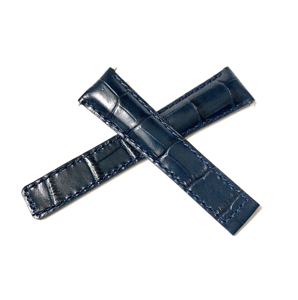 腕時計 メンズ用 レザー 革ベルト ネイビーブルー 紺青 ラグ幅20mm バックル幅16mm 【対応】 タグホイヤー モンツァ等 TAG HEUER