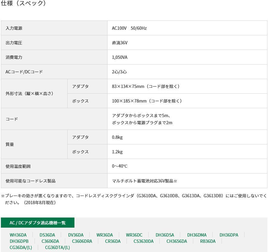 HiKOKI ハイコーキ 電動工具 用 AC/DC アダプタ ET36A 建築 建設 内装 大工 造作 36V マルチボルト 丸のこ セーバーソー インパクト_HiKOKI ハイコーキ AC/DC アダプタ ET36A 