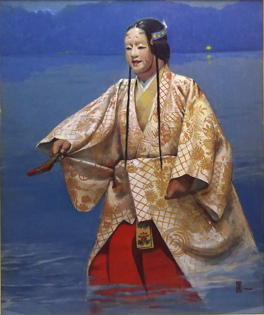 驚きの値段で 能英樹「源氏物語・半蔀(はじとみ)」油彩F10号 直筆