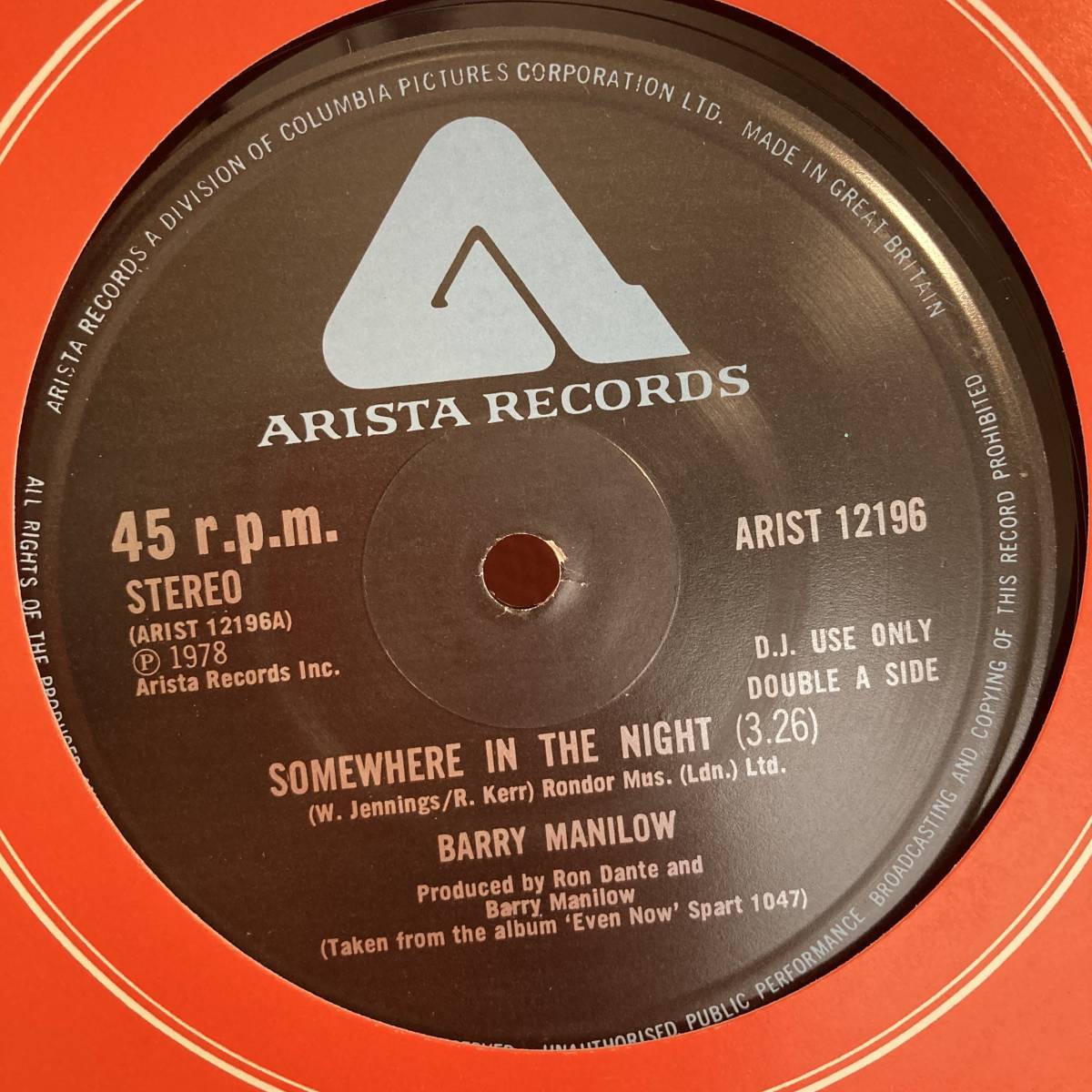 Barry Manilow - Somewhere In The Night / Copacabana (At The Copa) 12 INCHの画像3