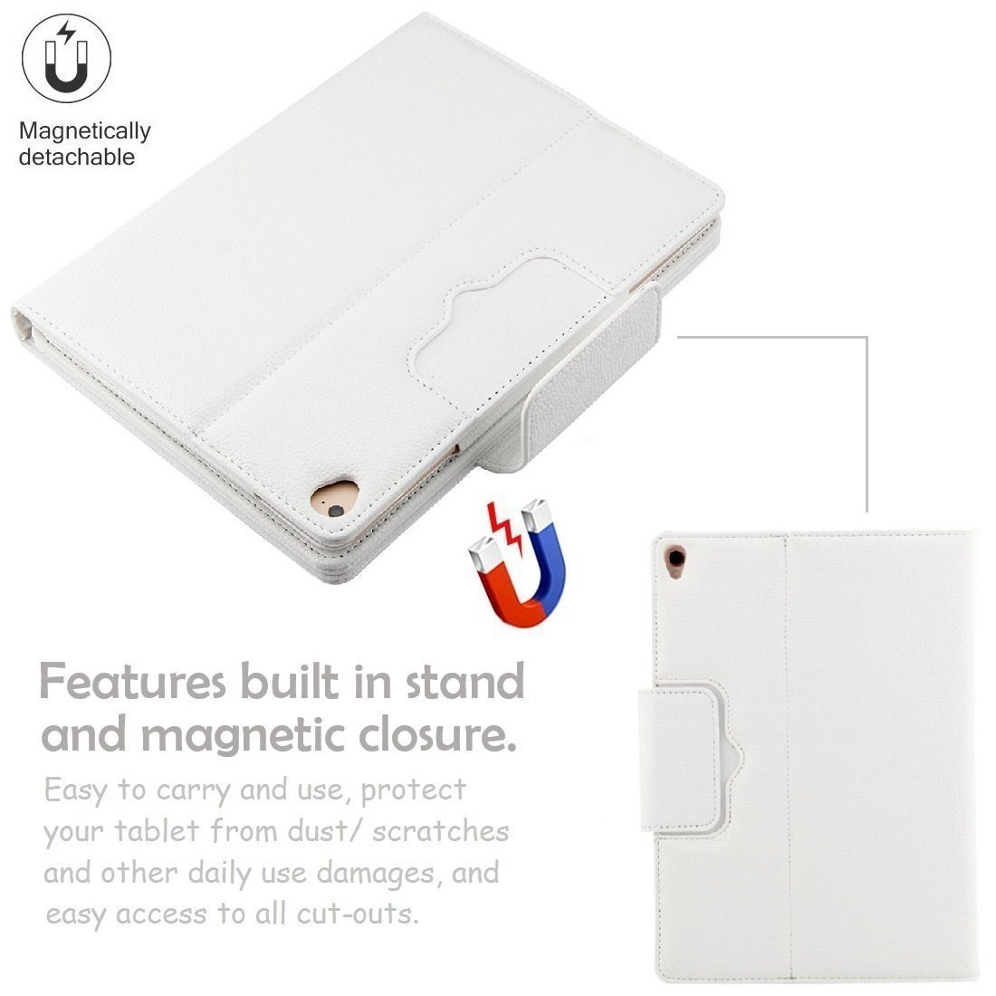 iPadPro10.5/Air3/iPad10.2 レザーケース付き Bluetooth キーボード☆スタンド機能付き キーボード着脱可能手帳型★ホワイト_画像5