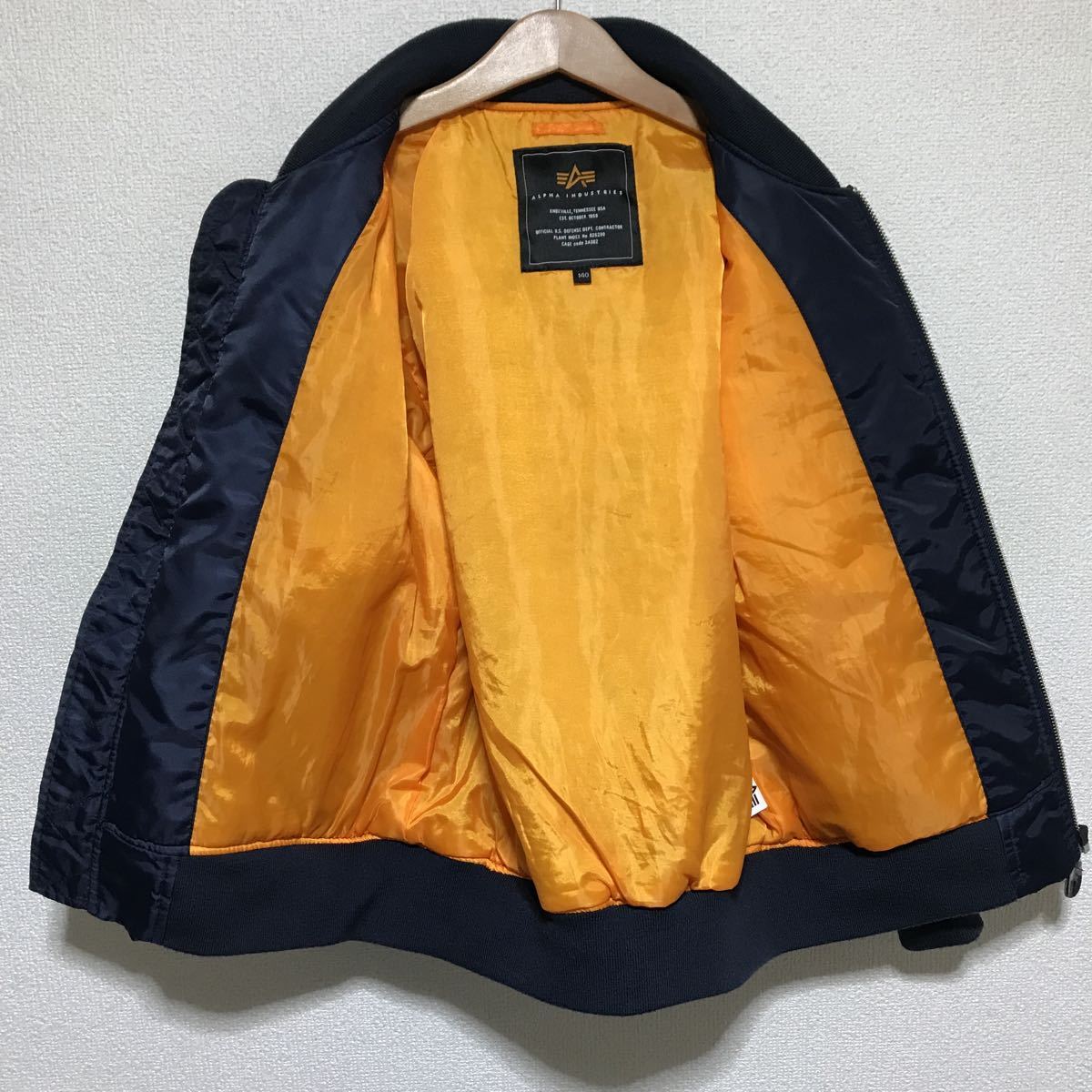 [即決古着]ALPHA INDUSTRIES/アルファインダストリーズ/MA-1/フライトジャケット/ネイビー/キッズ/子供服/140サイズ/TA8010_画像3